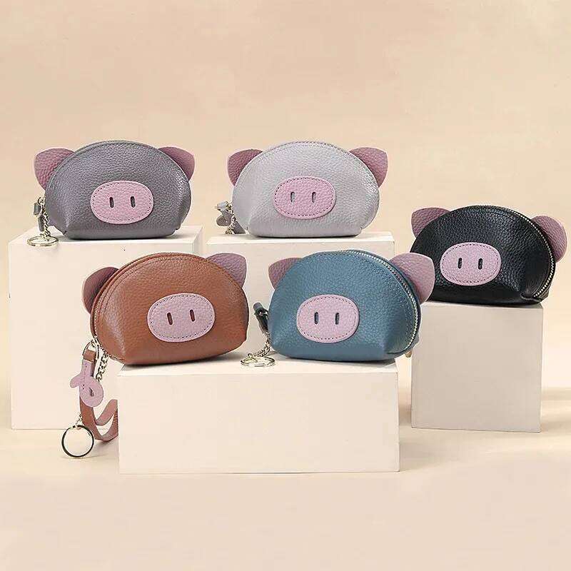 New Cute Pig Cow Leather Women's Coin Purse Creative Card key lipstick storage bag Holder Wallet For Women Z260130
