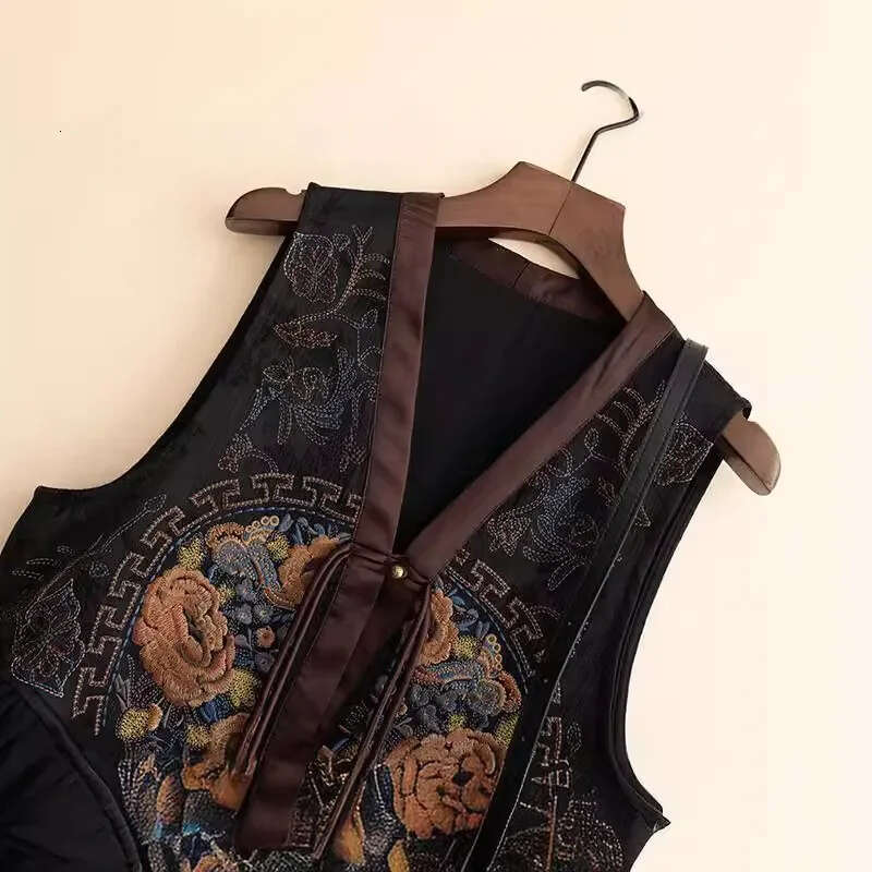 elegant leisure lace patchwork chinese ethnic style literature art zen vest temperament vintage women s daily singlet