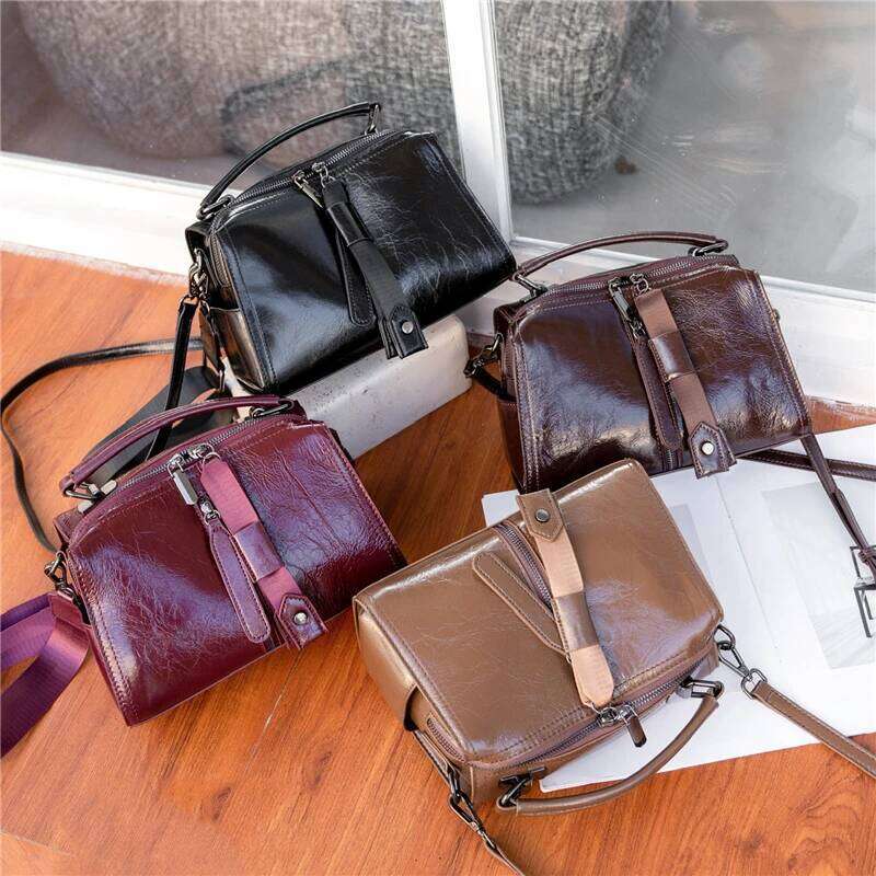 Burminsa Cowhide Genuine Leather Pillow Tote Handbags For Women 2025 Trend Designer Wide Strap Ladies Shoulder Crossbody Bags