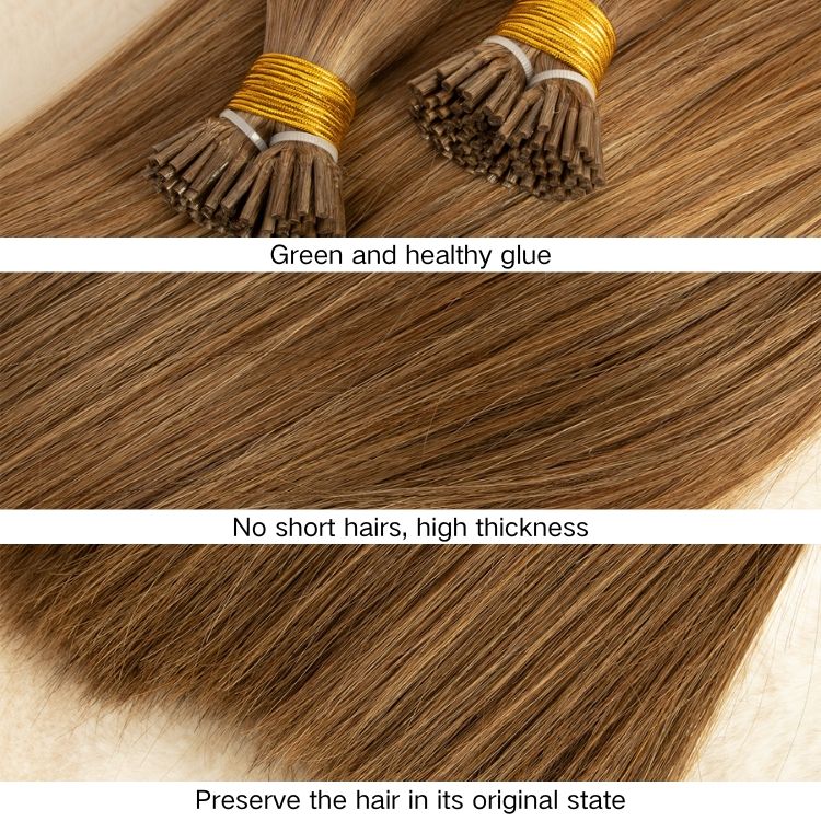 18inch 100g I Tip Extension Wholesale Double Drawn 100% Remy Raw I tip Human Hair Extension