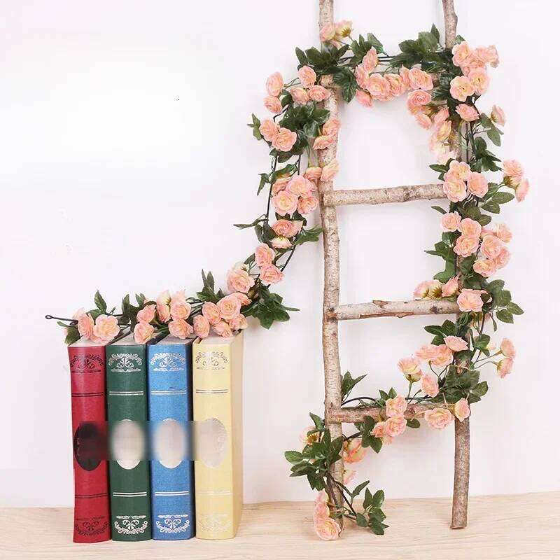 2.3m Flower for Garland White Pink Room Wedding Decoration Silk Artificial Rose Vine Han Home Decor Y260130