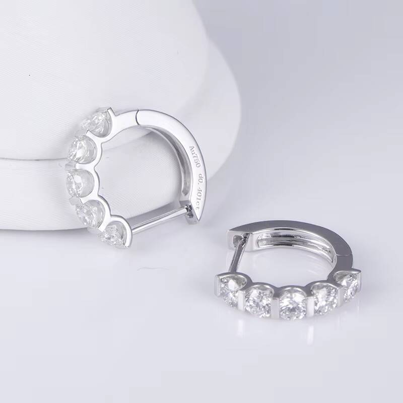 Messi Jewelry 10k White Gold 27mm Round DEF Color Moissanite Diamond Earrings