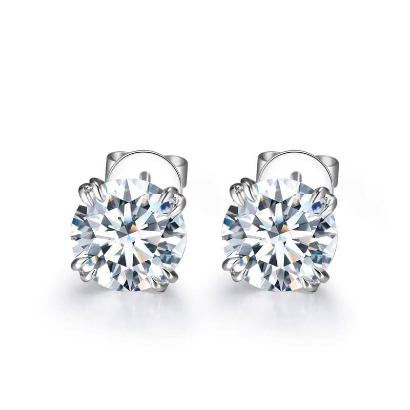 MSE-525 18K White Gold Customized Round Cut 65mm F Moissanite Stud Earrings