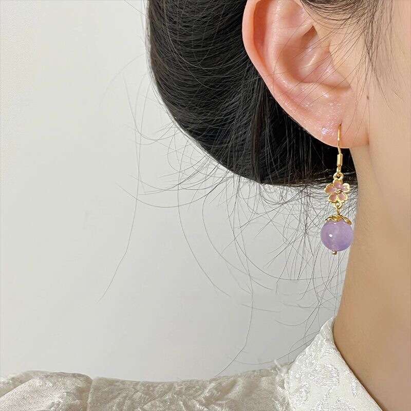 Misty Rain Jiangnan Purple New National Accessories for Women Water Drop Vintage Ear Clips Chinese Style Non-Pierced Earrings