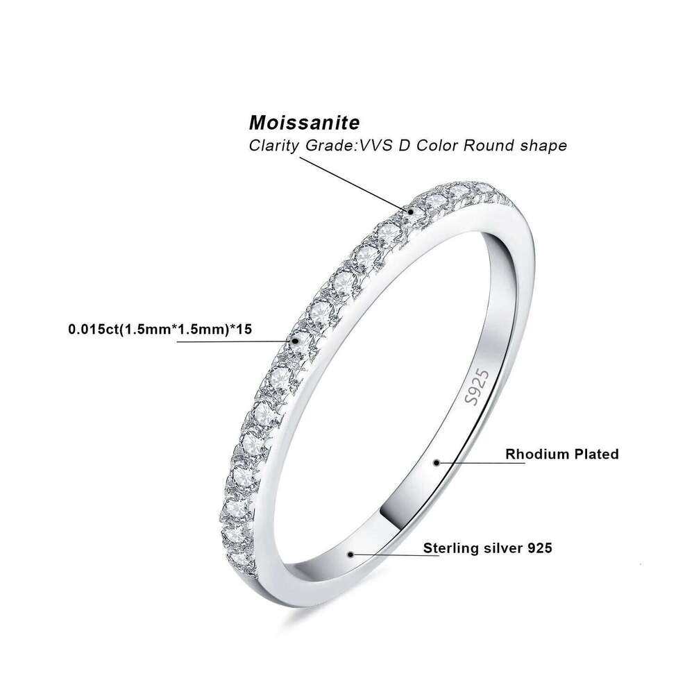 JewelryPalace Moissanite D Color Half Eternity 0.225ct 925 Sterling Silver Wedding Ring for Women Yellow Rose Gold Plated XJ260130