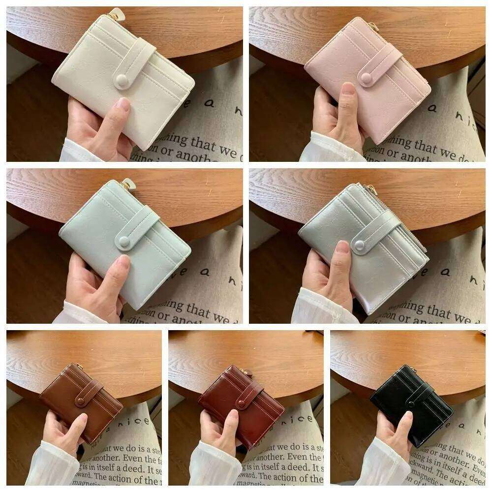 Vintage Retro Women's Zipper Card Holder Pu Short Wallet Ultra Thin Multi-function Coin Purse Daily Z260130