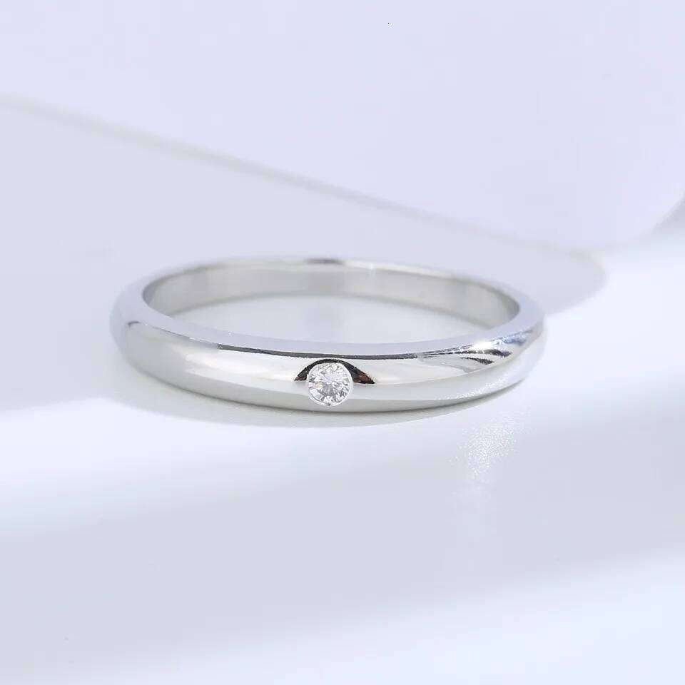 Buyee 925 Sterling Silver Thin Finger Light White Zircon Ring For Woman Man Fashion Wedding Fine Jewelry Circle with Box XJ260130