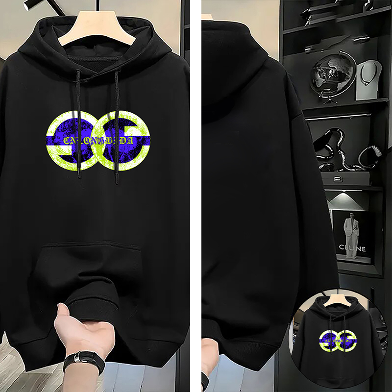 Men's Youth Fall-Spring Solid Color Hooded Sweatshirt - Loose-Fitting Fashion Pullover