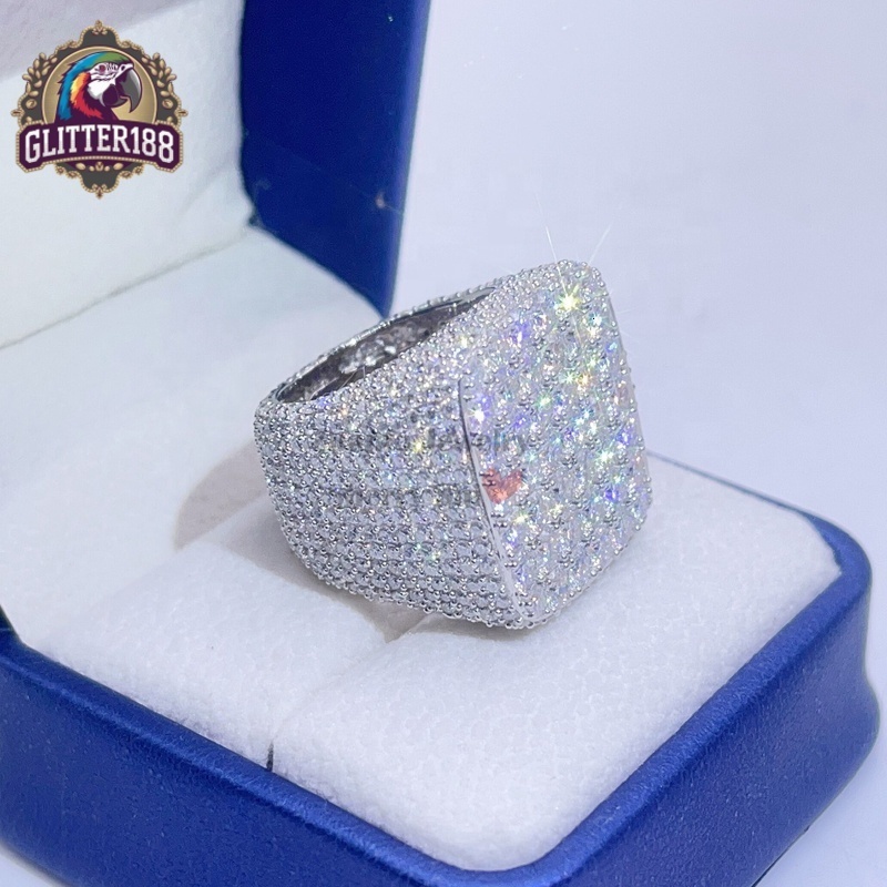 2026 Hot Sell hip hop ring Drop Shipping White Gold Iced Out GRA vvs Moissanite Diamond Ring for Men
