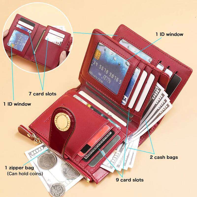 Luxury Wallet for Women Portable Short Bags RFID Blocking Card Holder Purses with Zip Leather Wallets and Handbags Z260130