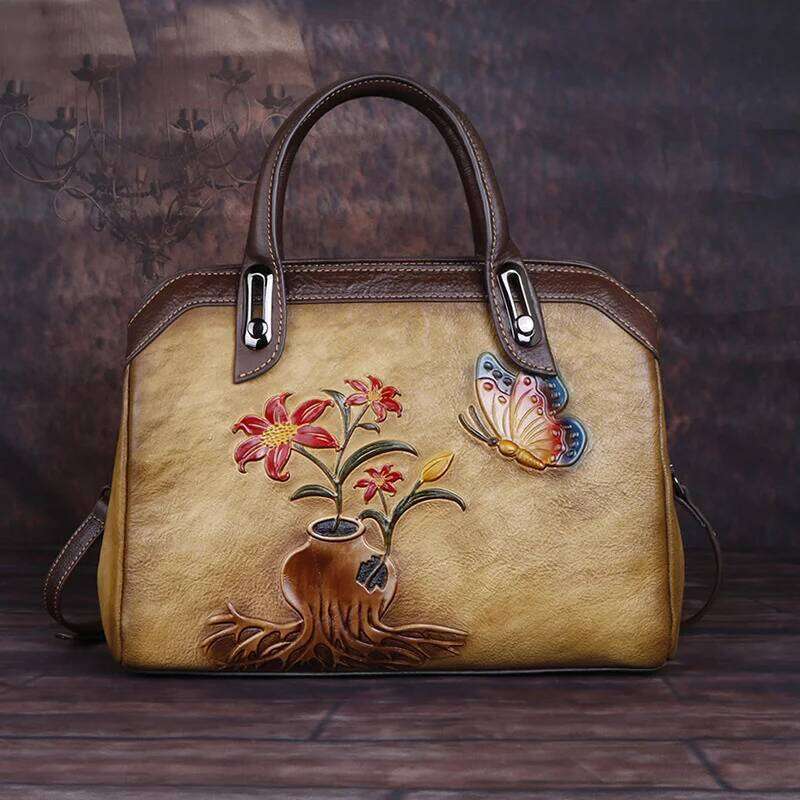 MOTAORA Vintage Women Shoulder Bags Genuine Leather Retro Ladies Handbags For Female Handmade Embossed S Bag Trend KABAHEBINGJUE