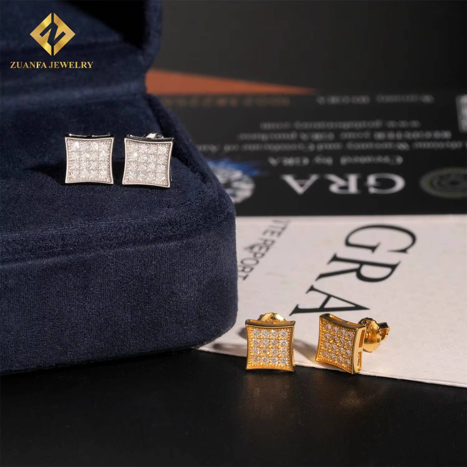 Ready to Ship Wholesale Hip Hop Jewelry Ear Studs VVS Moissanite Diamond 925 Sterling Silver Iced Out Stud Earring Men Women