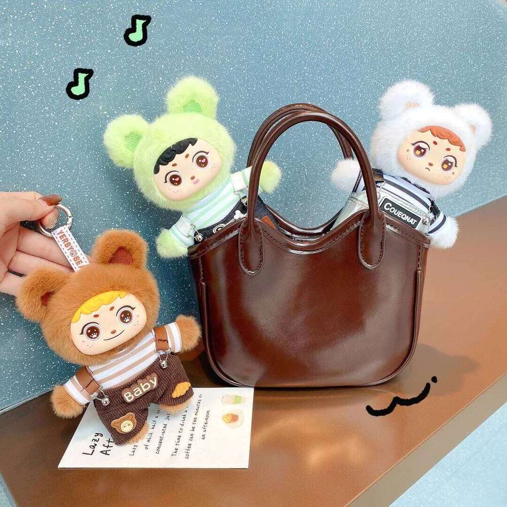 14cm Cartoon Cute Vinyl Stuffed Plush Toys Strap Pants Bear Clothes Can Taken Off Kids Birthday Gifts Hang Bags Y260128