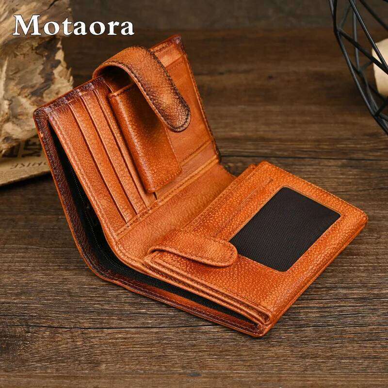 MOTAORA Genuine Leather Bifold Wallet for Men Women Vintage Cowhide Coin Purse Card Holder Money Bag Slim Short Wallets 2025 NEW Z260130