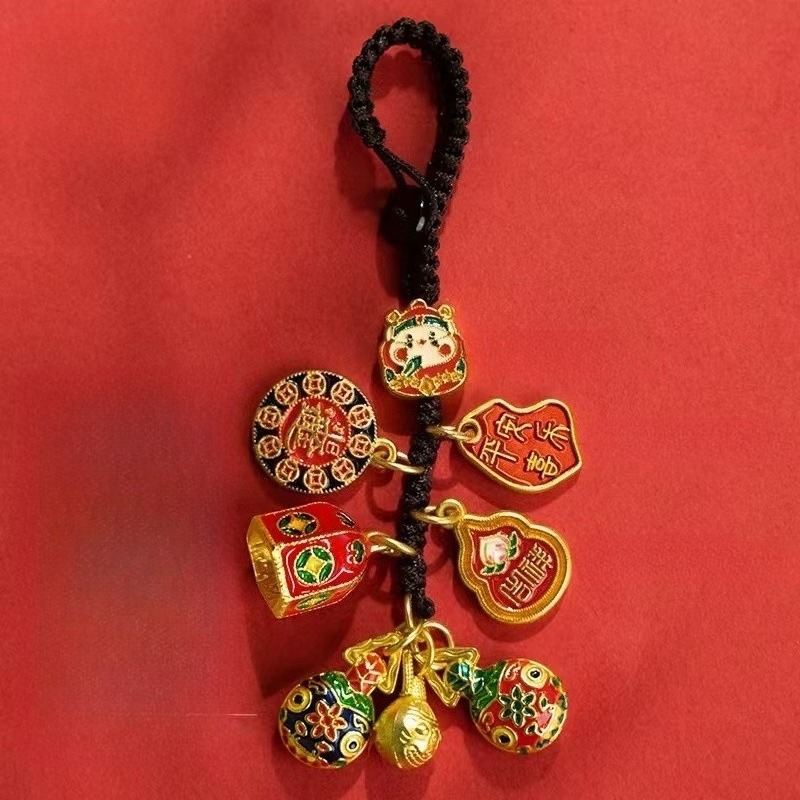 Lion Style birthday gift Jewelry Chinese Keychain Dance Gold Eater Beast Charm God of Wealth Lucky Pendant for Car Keys Bag Purse Auspicious Gift for 