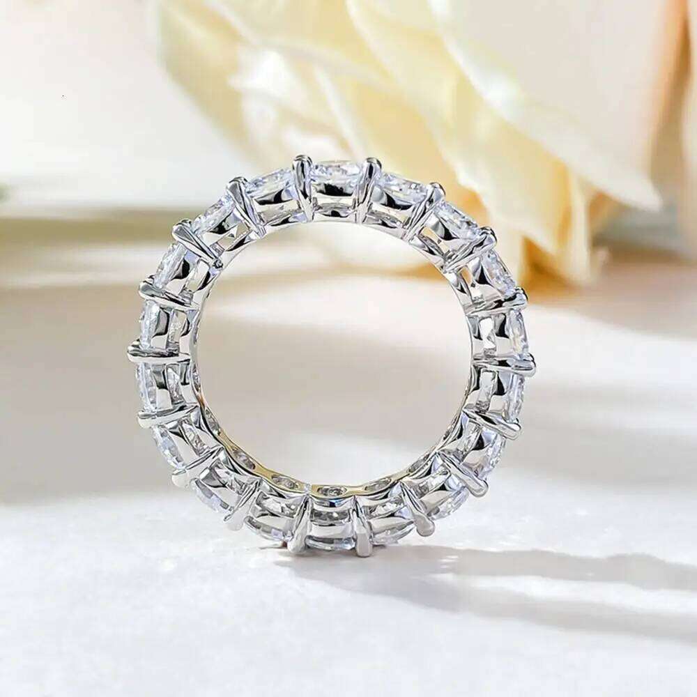 TY 2-5mm Full Moissanite For Women Sparkling Wedding Eternity Bands 100% S925 Sterling Silver Jewelry Classic Ring D VVS1 XJ260130