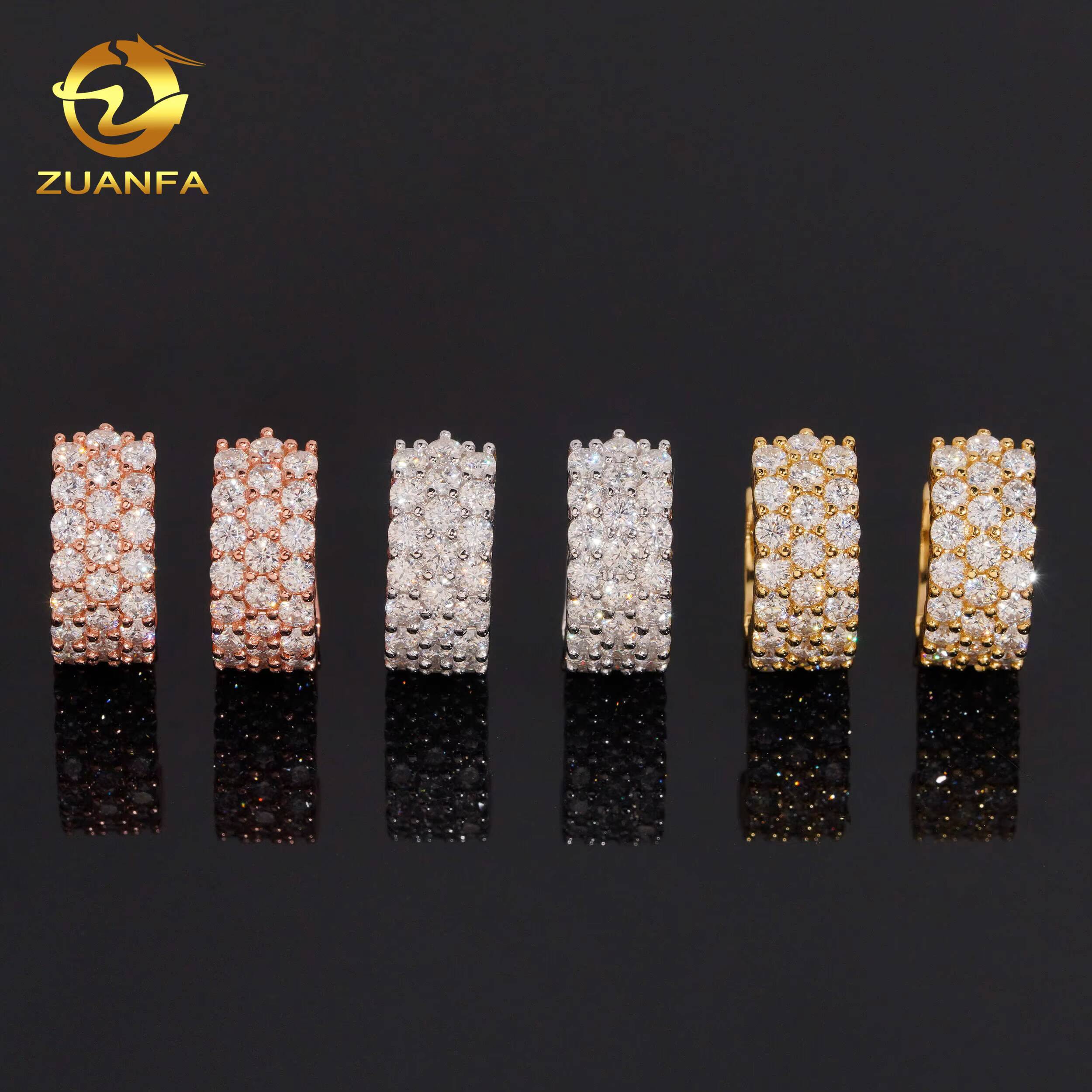 Iced Out Hoop Pass Diamond Tester Jewelry Earrings Moissanite Diamond Silver 925 VVS Moissanite Iced Out Hoop Earrings for Women