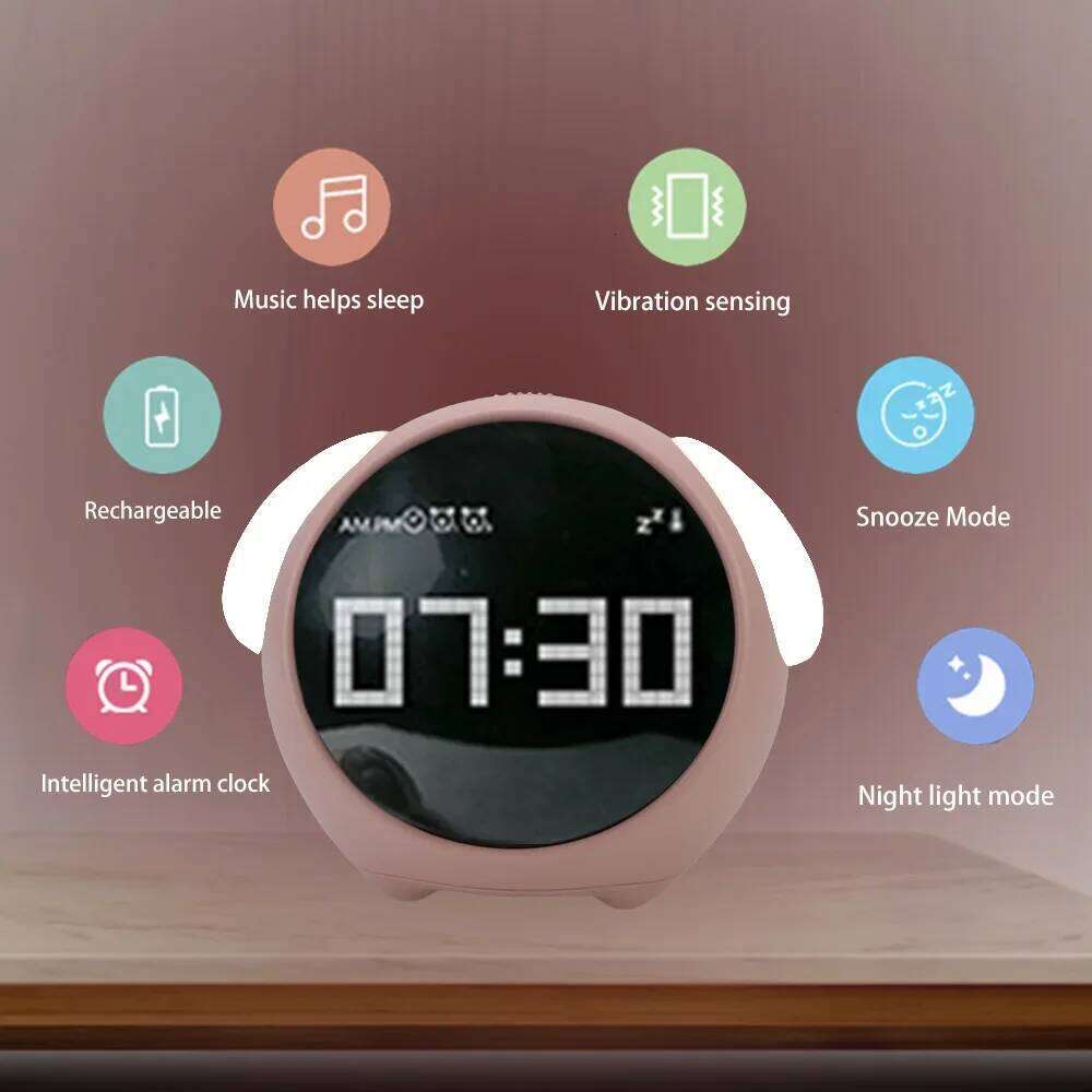 Cute Expression Clock Multi-function Digital Alarm Clocks Intelligence Voice Control LED Night Lights for Bedroom W260130