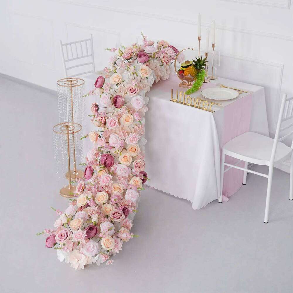 Uflower Luxury Artificial Row Birthday Party Centerpiece Wedding Decoration Flower Backdrop Decor Event Stage Flora Y260130