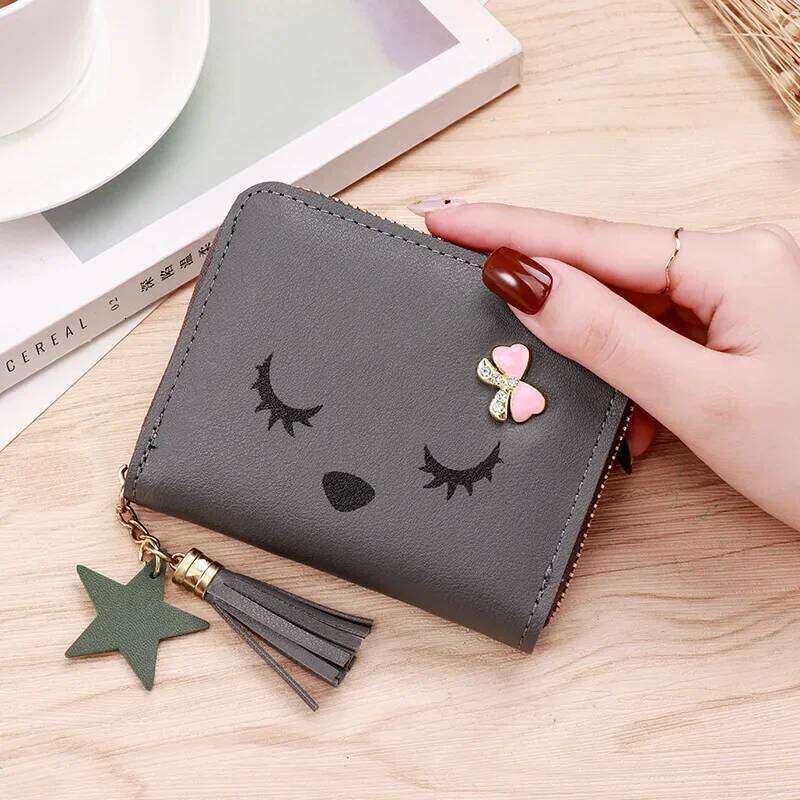 Pu Leather Bag Cute Wallet Women Student Zipper Purse Children's Coin Pouch Credit Id Holder Card Case Z260130
