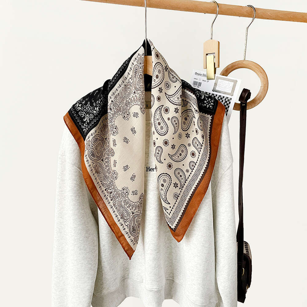Shawl wrap Herringbone Pattern Paisley Color Block Artistic Retro Small Square Decorative Breathable Neck Scarf