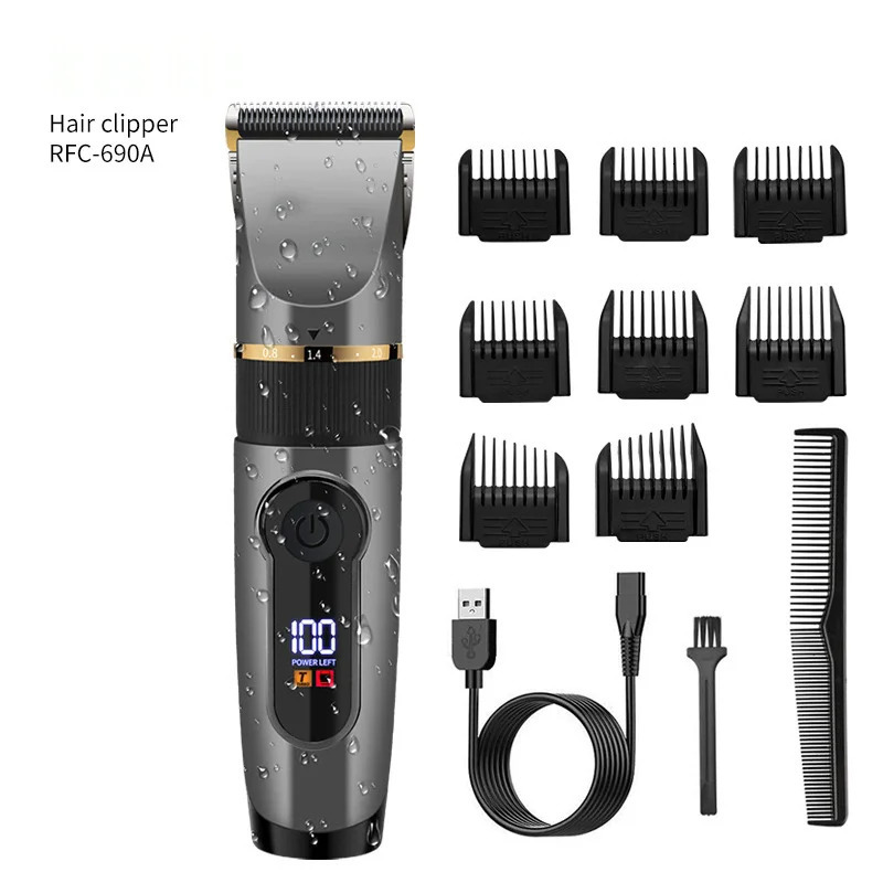 Professional Hair Clipper Ceramic Blade Male Hair Trimmer LED Display Haircut Machine USB charging 260129
