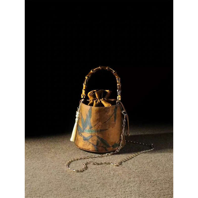 Chinese Bamboo Water Bucket New Retro National Style Tassel Matching Cheongsam Handheld Shoulder Crossbody Women's Bag Evergwish