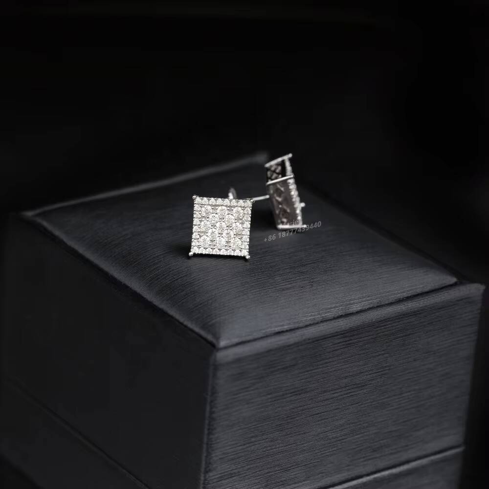 Wholesale Price Vvs Moissanite Diamond Hip Hop Jewelry Custom 18k Gold Plated 925 Sterling Silver Stud Earrings
