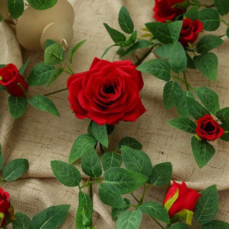 90/180cm Evergreen Artificial Flower Indoor Balcony Garden Wedding Rose Vine and Iandscape Decoration Y260130