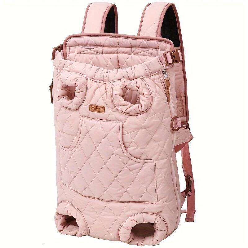 Cozy Pet Carrier Backpack Dogs - Fleece-Lined, Front Legs Out, Hands-Free Design for Hiking & Travel. 26H0130