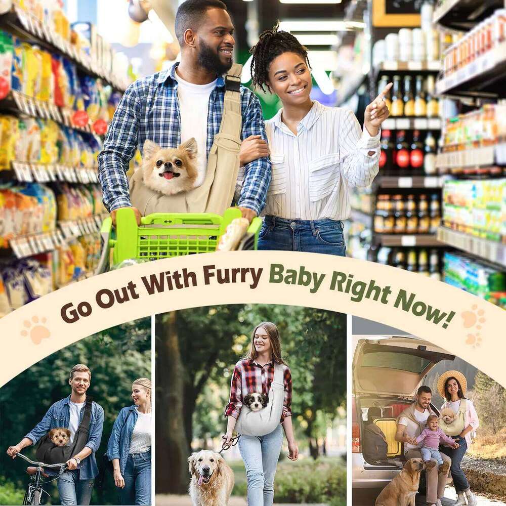 Pawaboo Small Reversible Hands Free Dog for Puppy Sling Carrier with Adjustable Strap Buckle 26H0130