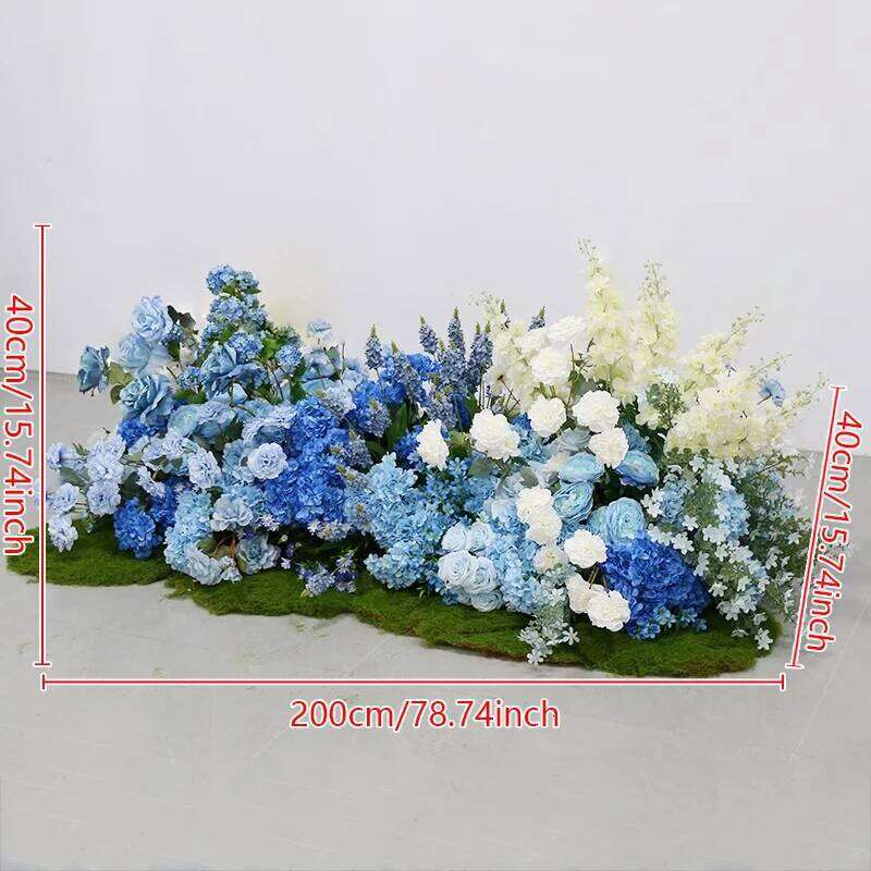 Blue White Rose Wedding Floral Arrangement Table Centerpieces Ball Event Arch Deco Hanging Corner Flowers Road Lead Floor Flower W260130