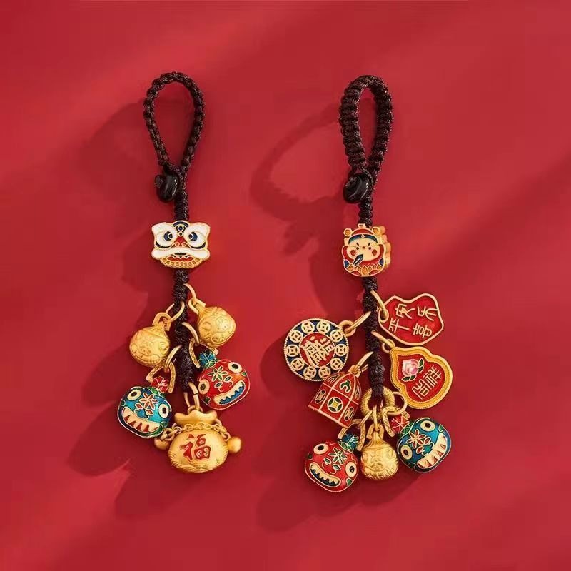 Lion Style birthday gift Jewelry Chinese Keychain Dance Gold Eater Beast Charm God of Wealth Lucky Pendant for Car Keys Bag Purse Auspicious Gift for 