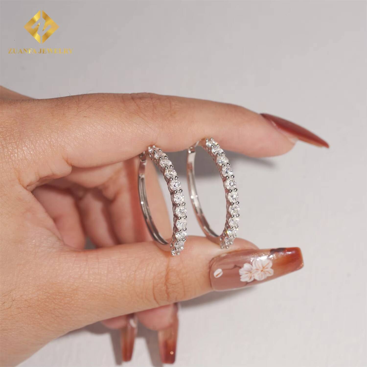 GRA Certificate 18K Gold Plated 925 Silver Big Hoop Iced Out Diamond Women Jewelry Hip Hop VVS Moissanite Hoop Earrings