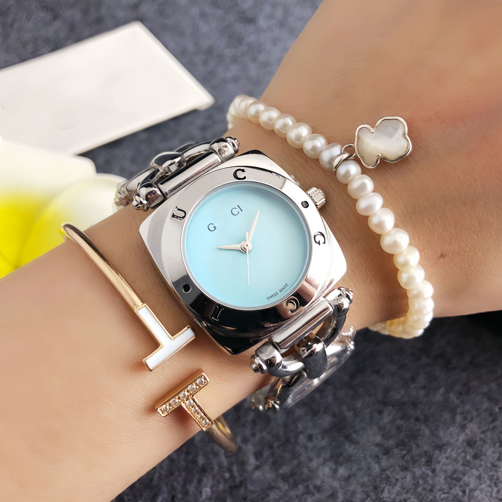 Fashion Full Brand Wrist Watch Women Girl Ladies 30mm Bracelet Style Beautiful Steel Metal Band Quartz Logo Luxury Clock G194