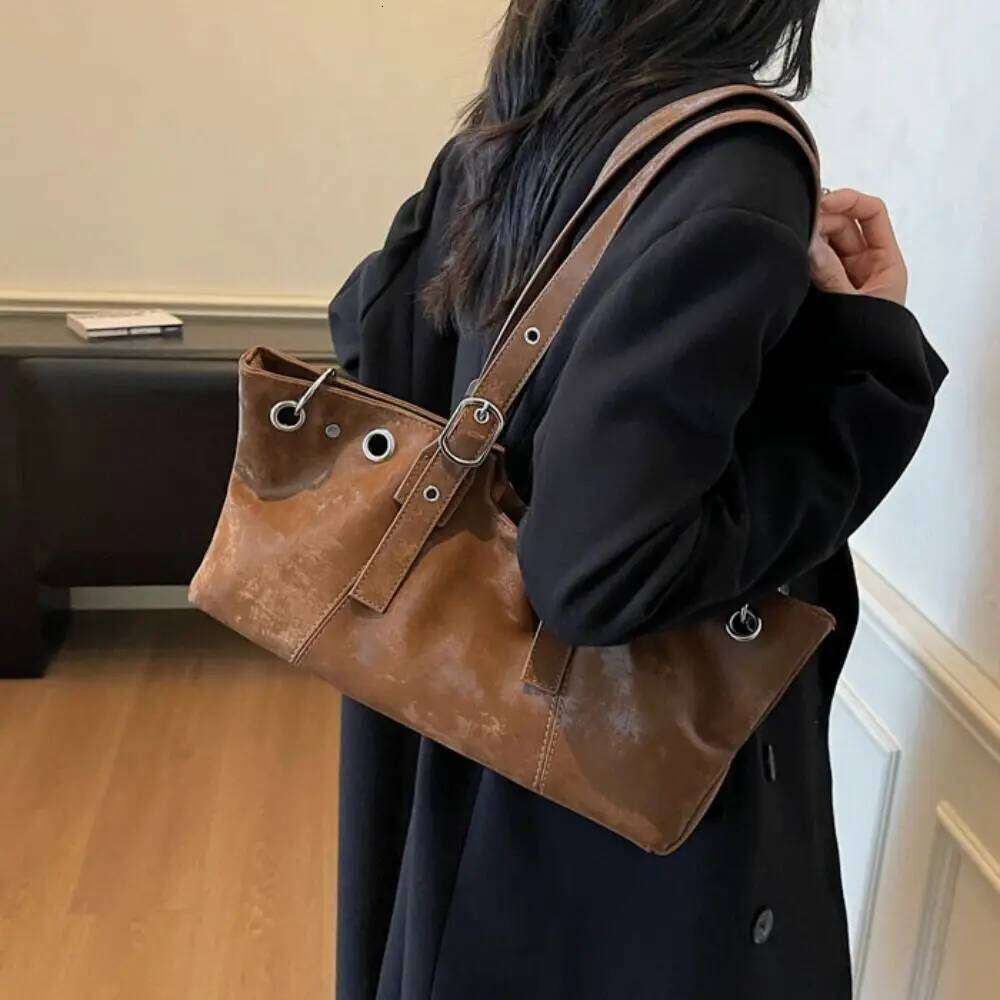 Sweet Korean Matte Solid Color PU Leather Large Capacity Handbag Tote Bag Ethnic Style Underarm Packs Women Z260130