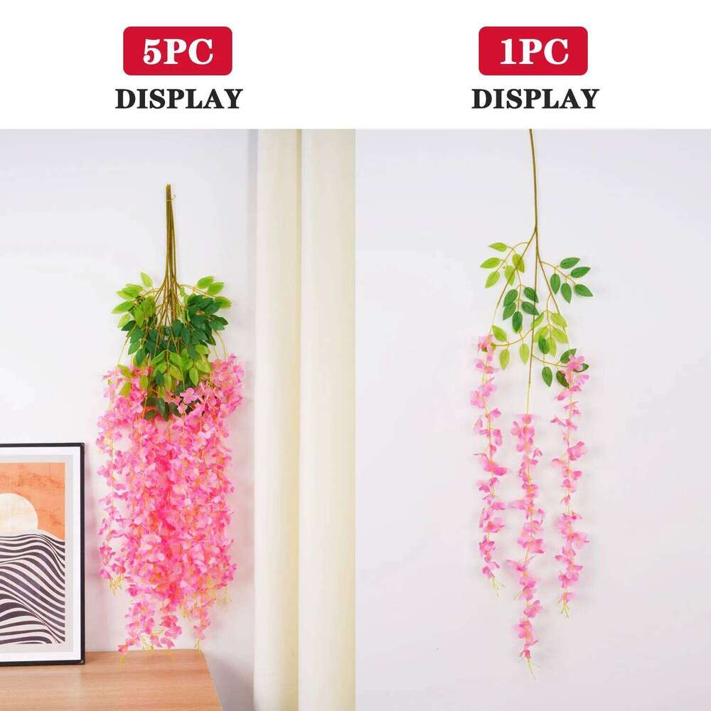 Artificial Vine Ivy Leaf Garland for Home Wall Plant Fake Decor Wedding Flower Arch 110cm Wisteria W260130