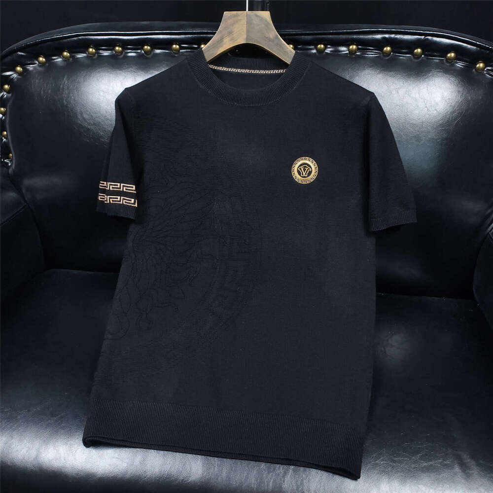 New Arrivals Four Autumn Winter New Knitted Short Sleeve Base Fashion Slim Fit Youth Round Neck Wool Shirt Men's T-Shirt