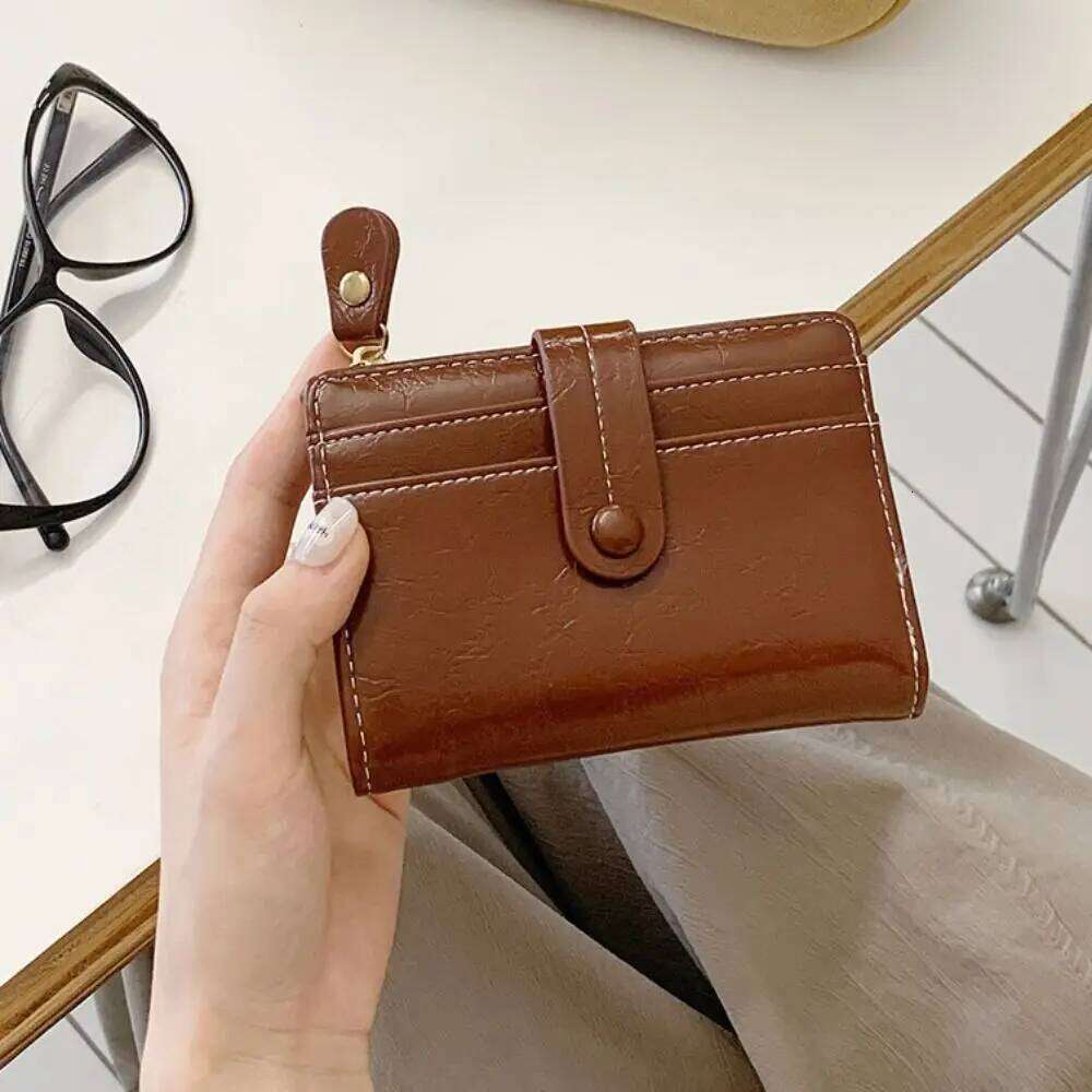 Vintage Retro Women's Zipper Card Holder Pu Short Wallet Ultra Thin Multi-function Coin Purse Daily Z260130