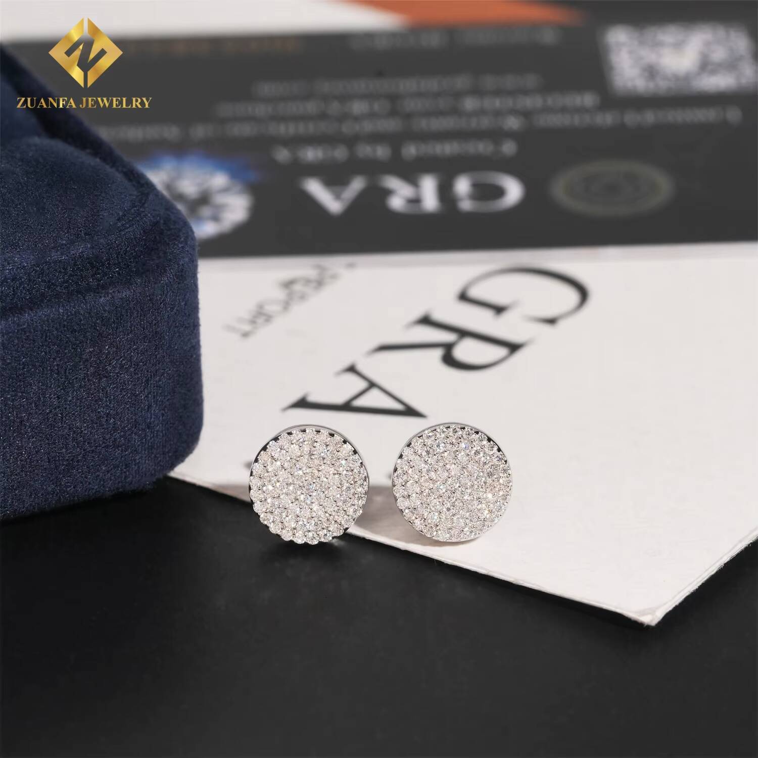 Fully Iced Out Stud Earring Cluster Moissanite Diamond Hip Hop Fashion Stud Earring 925 Sterling Silver Jewelry VVS Moissanite