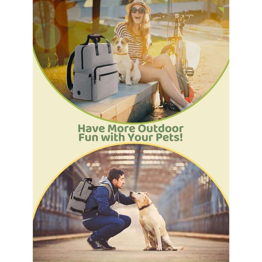 Pet Supplies Backpack Dog Cat Food Diaper Storage Backpacks Weekend Outdoor Large Capacity Tote Bag with Water Bowl Containers 26H0130