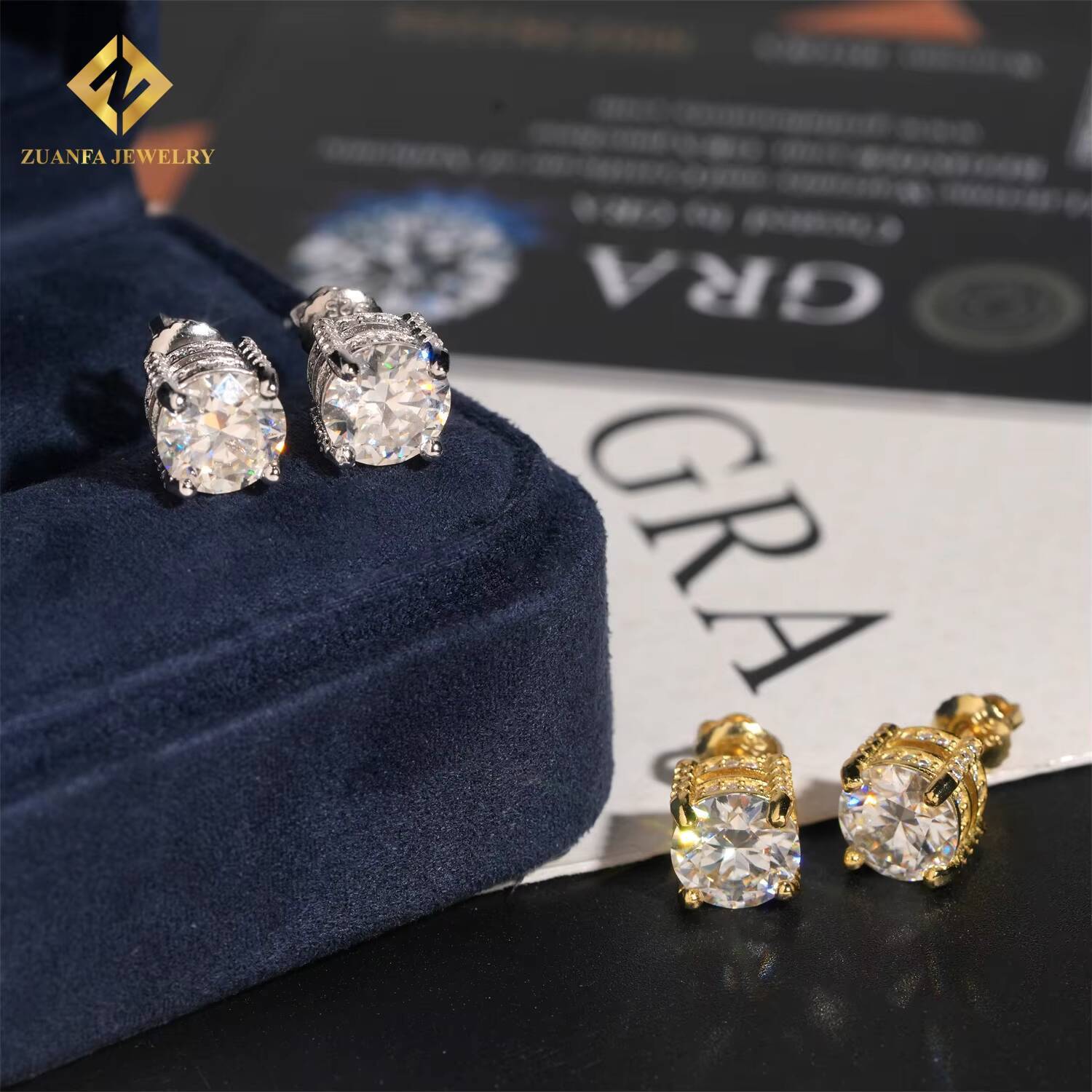 2Ct Round Brillianit Cut Screw Back Hip Hop Earring 925 Sterling Silver VVS Moissanite Iced Out Stud Earrings ReaDY Shipping