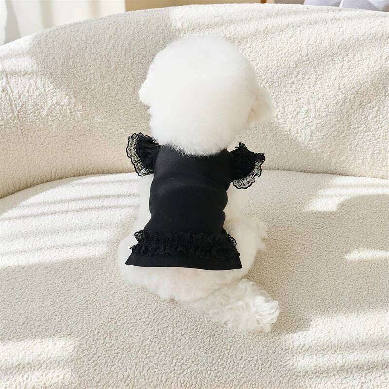 Black Lace Ruffle Shirt for Small Dog Girl Dresses Cat Dress Puppy Outfits Size XS-XL Chihuahua Clothes H260129