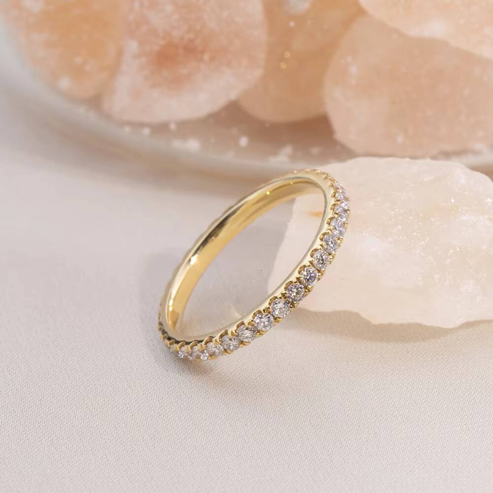 MSR-408 18K Yellow Gold Eternity Wedding Engagement Ring Round Lab Grown Diamond Ring