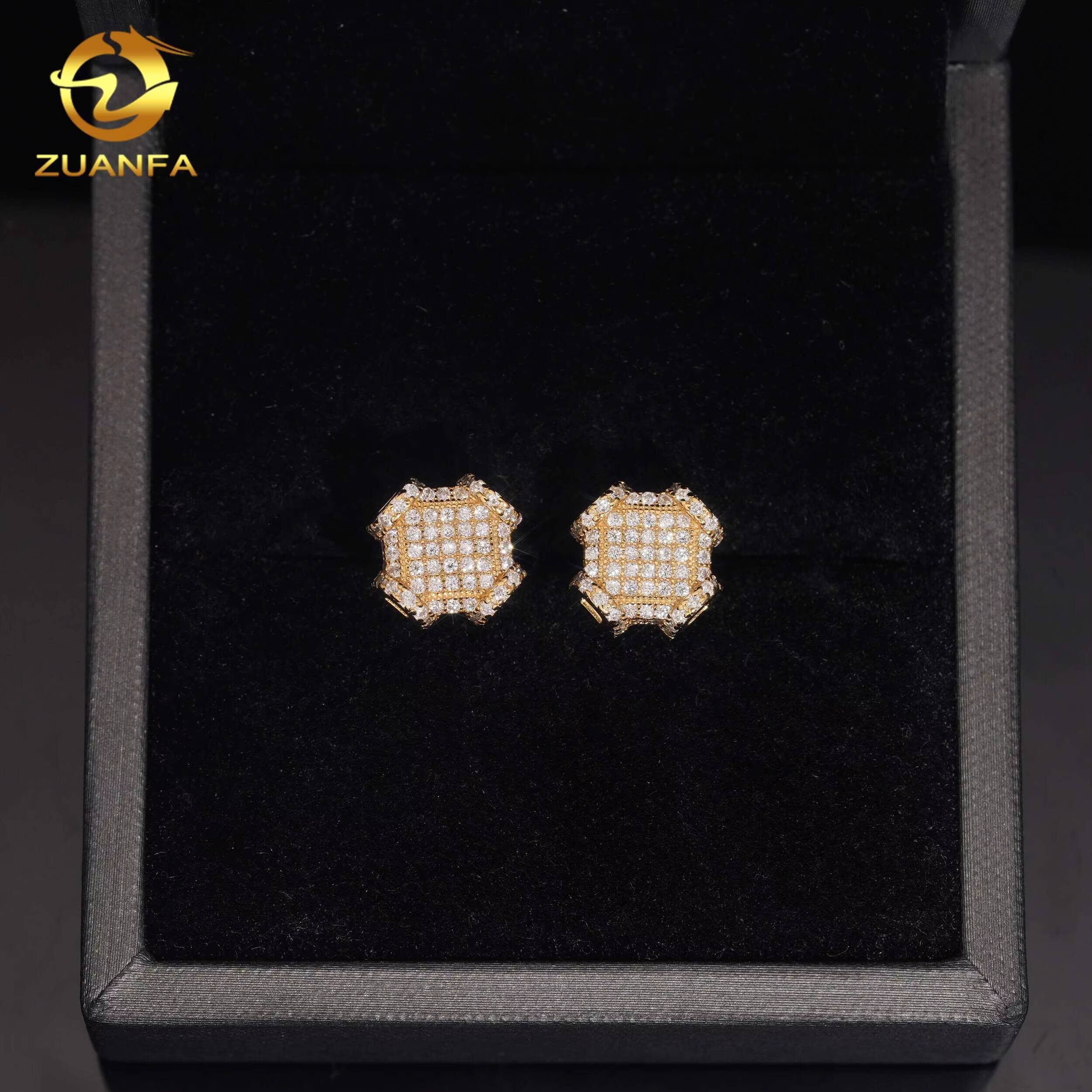 925 Silver 10mm Fashion Screw Back Earrings Iced Out VVS Moissanite Diamond Stud Earrings Hip Hop Style Jewelry Ear Studs