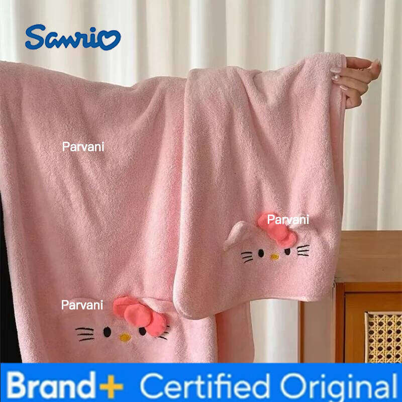 Sanrio Hello Kitty Cartoon Cute and Bath Dress Three-piece Set Creative Kawaii Quick-drying Non-shedding Dry Hair Hat Towel H260130