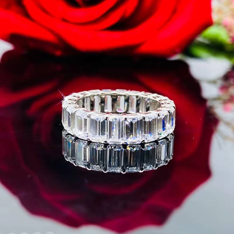 Factory Custom Vvs 925 Silver Ring Pass Diamond Test Baguette Moissanite Solitaire Fine Jewelry Rings for Women