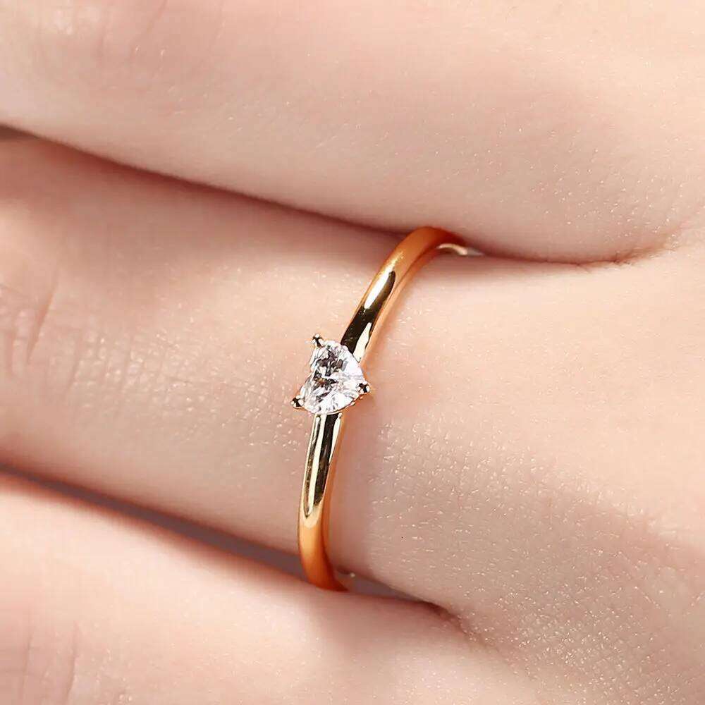 ZHOUYANG Dainty Rings For Women Minimalist Sweet Heart Zircon Gold Color Thin Ring Proposal Party Gift Fashion Jewelry KBR014 XJ260130