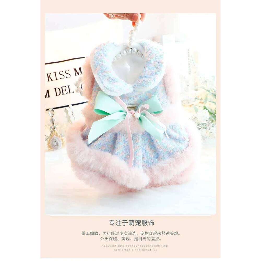 Clothing Winter Thickened Cat Princess Dress Color Tow Double-layer Skirt Fashion Design Warm Dog Coat H260129
