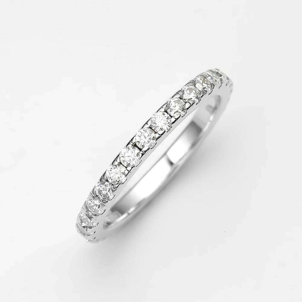 OEVAS 100% 925 Sterling Silver Sparkling 1 Row Full 2mm Moissanite Diamond Rings For Women Engagement Party Fine Jewelry Gifts XJ260130
